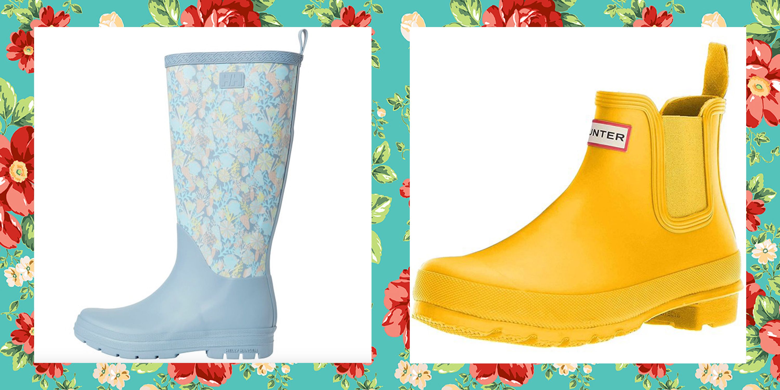 patterned rain boots