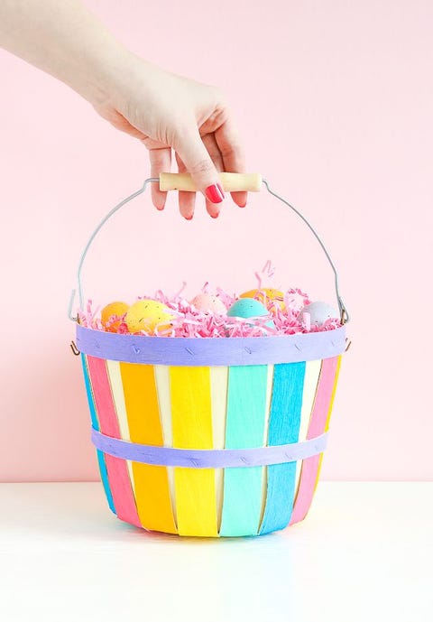 rainbow colored easter basket