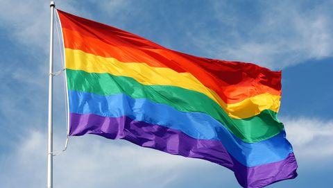 rainbow flag proudly waving