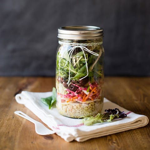 Rainbow Salad in a Jar with Avocado Hummus Rainbow Salad in a Jar with Avocado Hummus