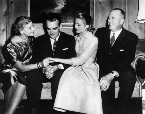 rainier iii, prince of monaco, with grace kelly in her parents' house