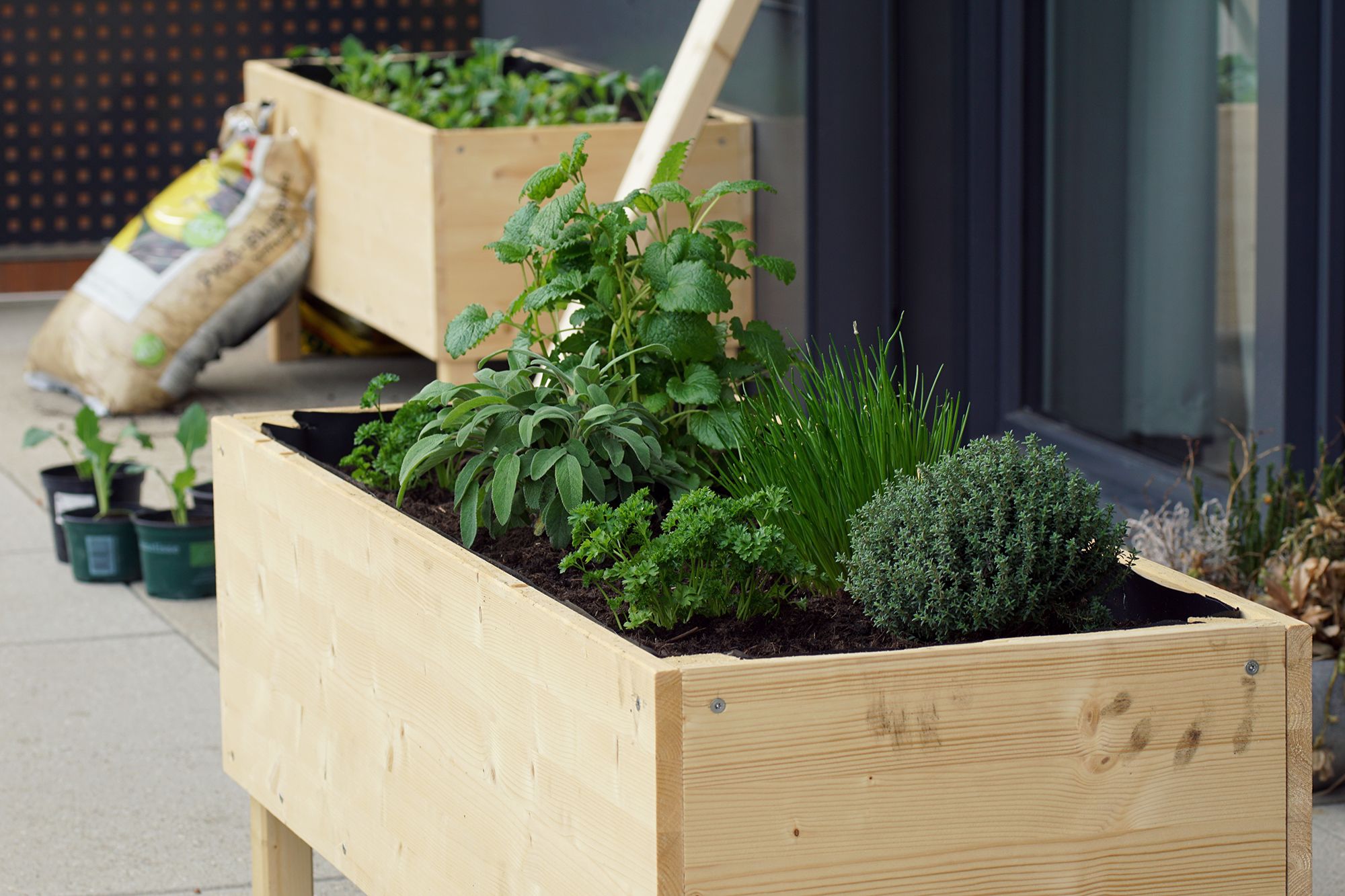 Outdoor Garden Wooden Corner Raised Bed Herb Flowers Plants Vegetables Planter 