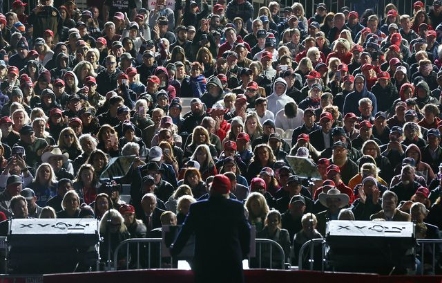 florence, arizona   january 15 former president donald trump speaks at a rally at the canyon moon ranch festival grounds on january 15, 2022 in florence, arizona the rally marks trump's first of the midterm election year with  races for both the us senate and governor in arizona this year photo by mario tamagetty images