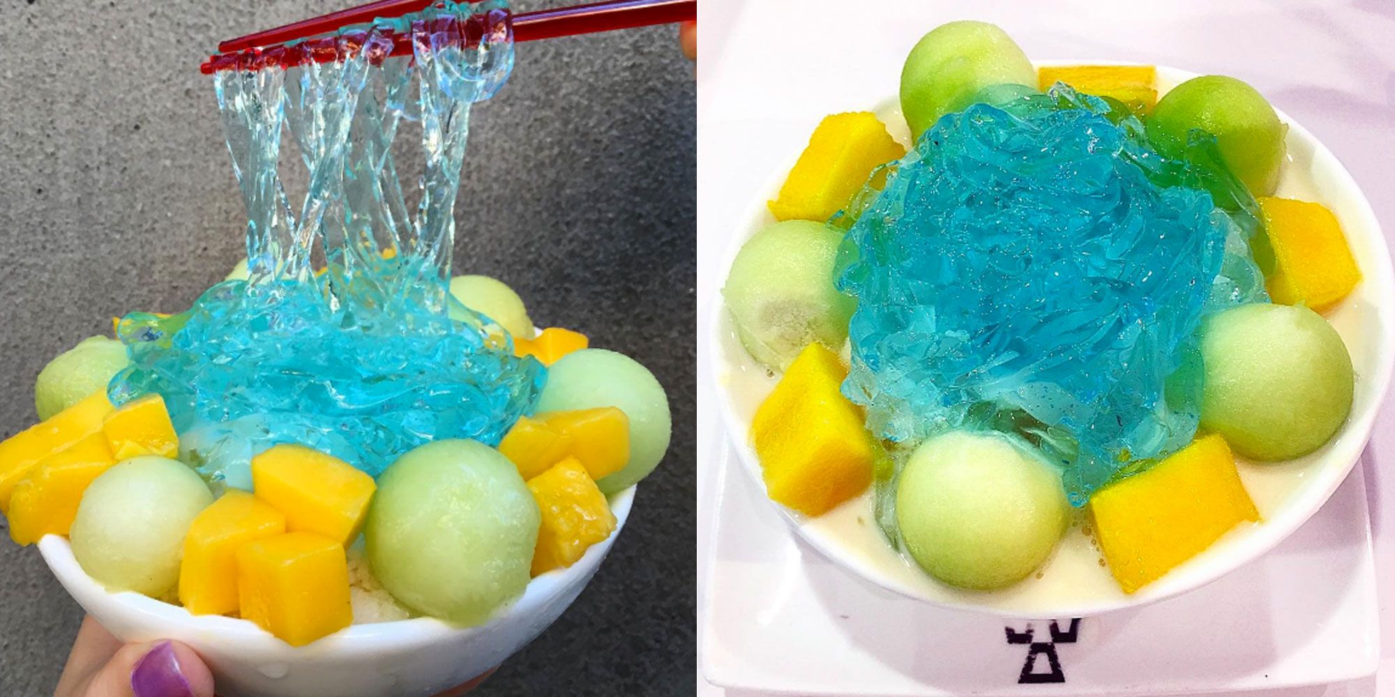 Resultado de imagen para Neon blue coconut jelly dessert noodles el helado