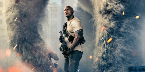 rampage trailer the rock vs a giant gorilla who ya got