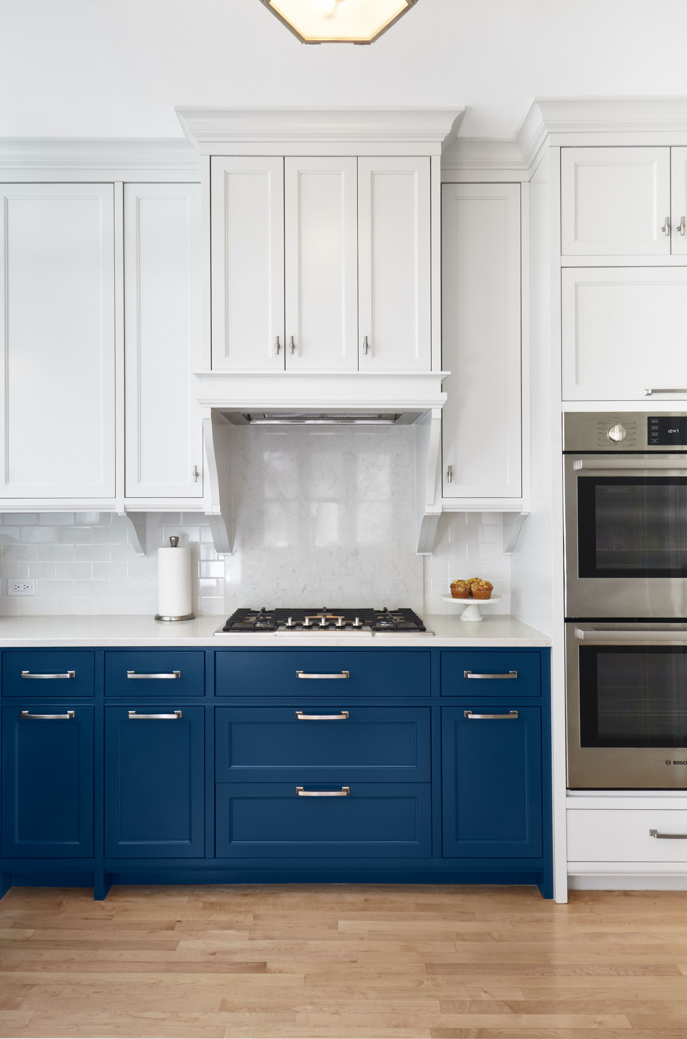 White Glossy Wall Top Cabinetry 40 blue kitchen ideas lovely ways to use blue cabinets and decor in kitchen design