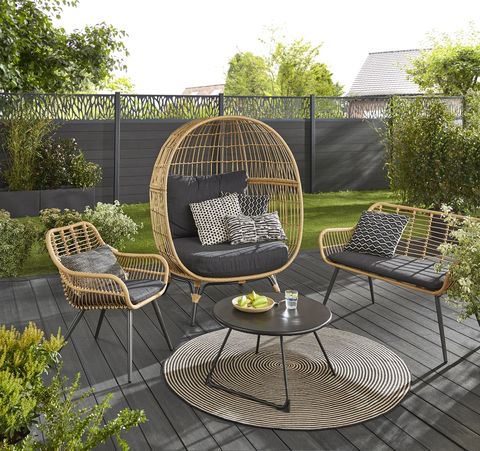 B Q Launches Rattan Effect Egg Chair Garden Furniture - B Q Outdoor Patio Set
