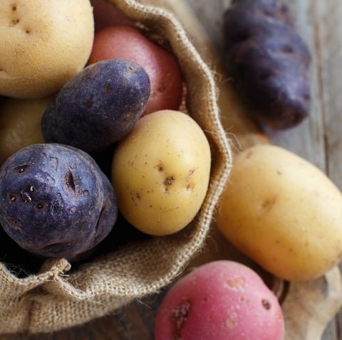 Raw potatoes close up