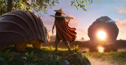 raya and the last dragon   as an evil force threatens the kingdom of kumandra, it is up to warrior raya, and her trusty steed tuk tuk, to leave their heart lands home and track down the last dragon to help stop the villainous druun © 2020 disney all rights reserved