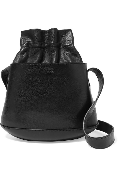 Black, Bag, Leather, Footwear, Handbag, Fashion accessory, Shoe, 