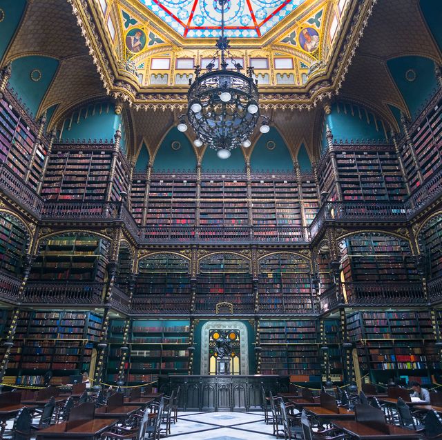 rio de janeiro, brazil   november, 03, 2019   beautiful view of royal portuguese  cabinet of reading   one of de most beautiful library in the world
