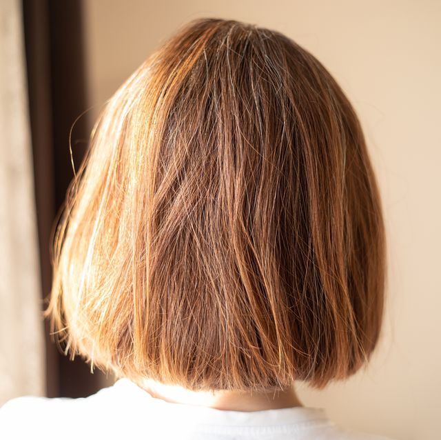 rear view of a woman with bob haircut