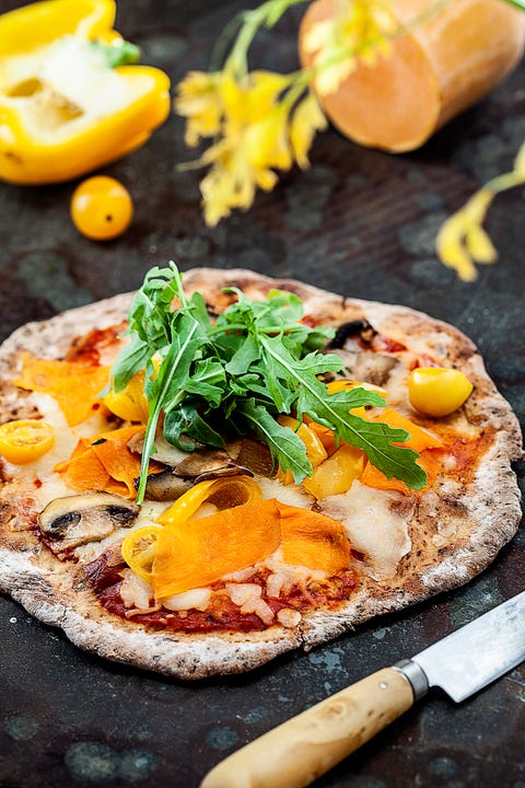 pizza de calabaza con base de coliflor