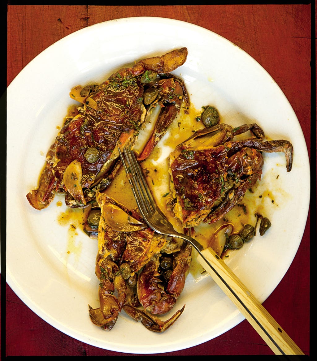 Sauteed Softshell Crabs with Garlic, Capers, and Lemon