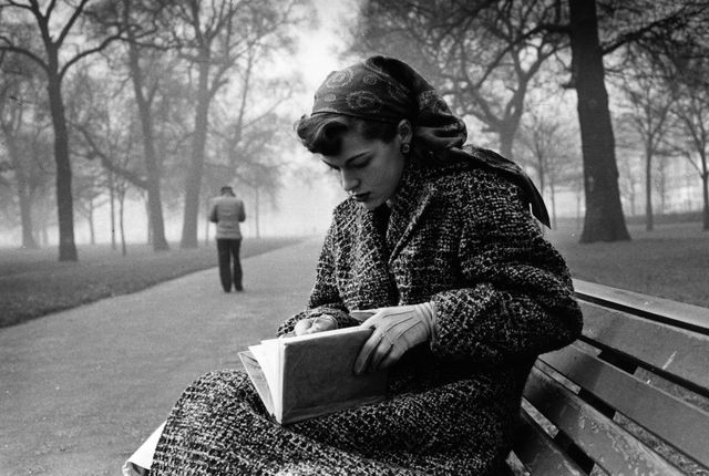 lectora solitaria en un parque