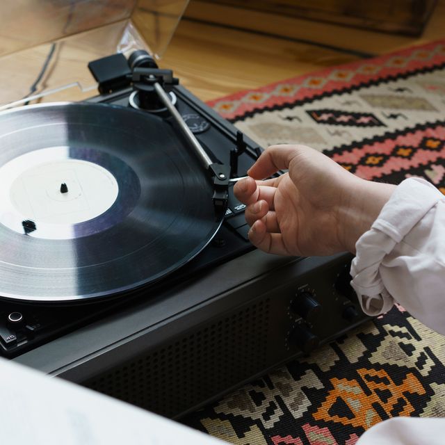 record player on floor