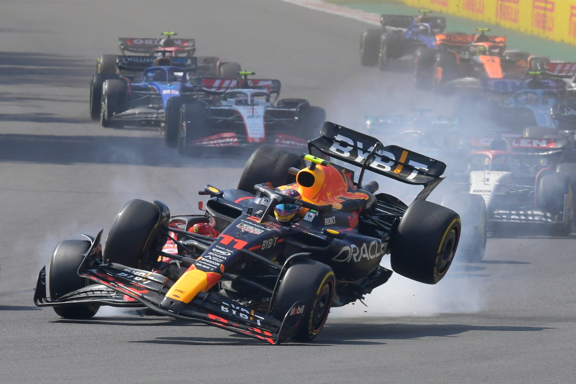 Sergio Perez Dramatically Crashes on Start of Home Mexican GP