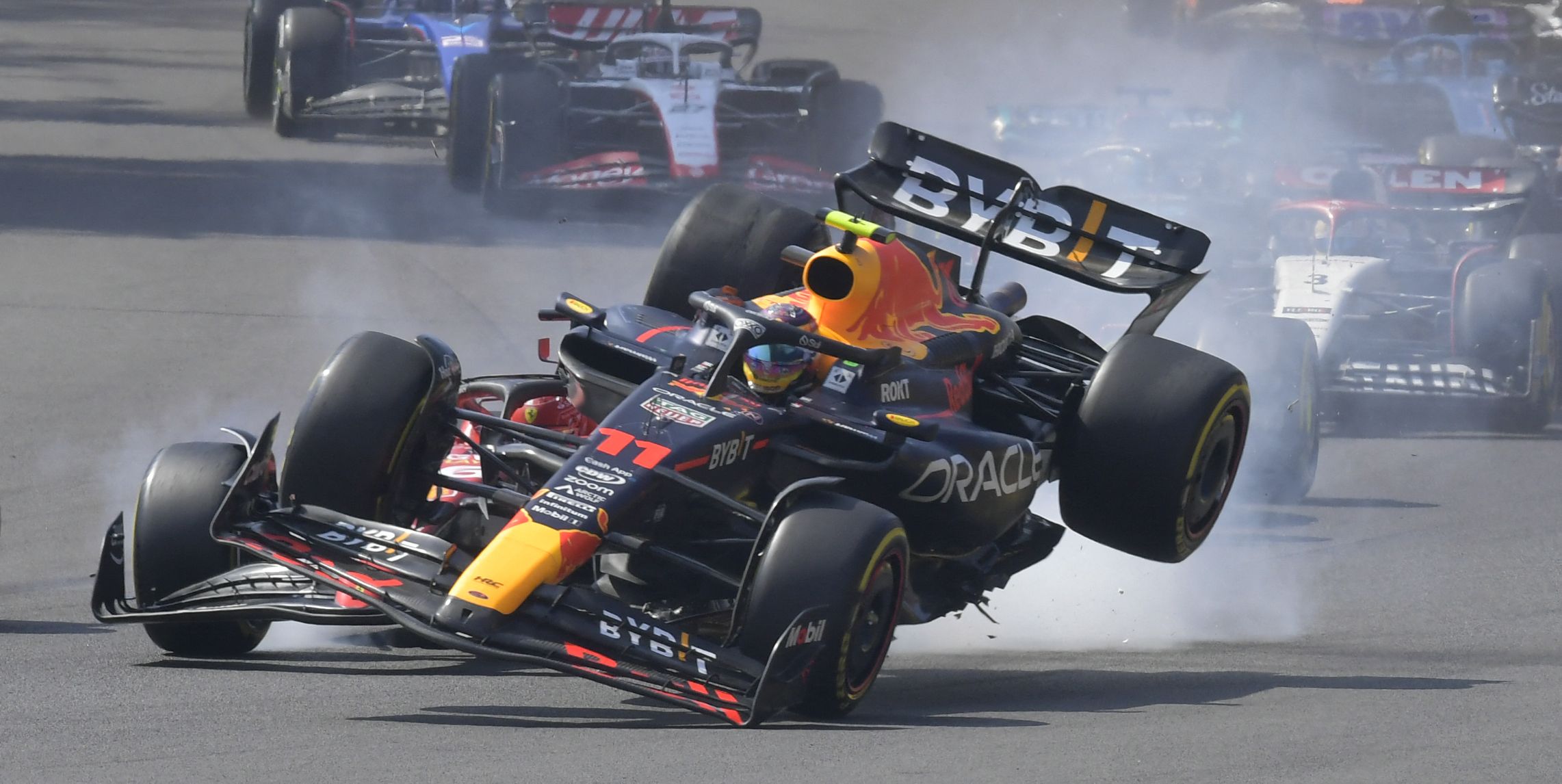 Sergio Perez Dramatically Crashes on Start of Home Mexican GP