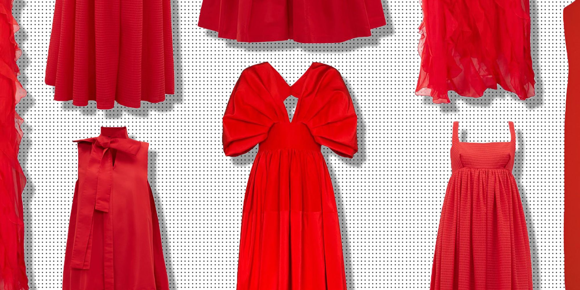 zara red puff sleeve dress