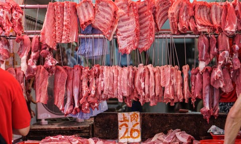 red fresh meat bitcher for sale in china hong kong market