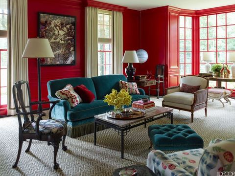 Rooms With Red Walls Bedroom And Living Room Ideas - What Color Walls With Red Sofa