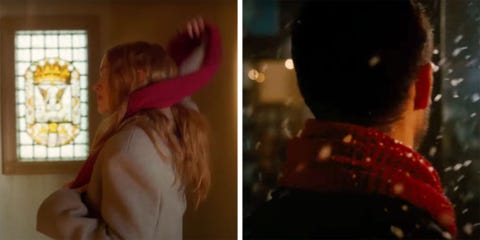 Sadie Sink trägt den roten Schal im allzu gut Kurzfilm