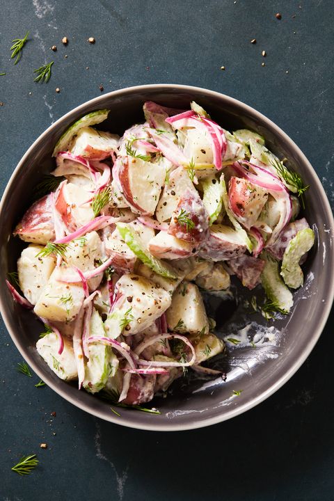 red potato salad with celery and red onion