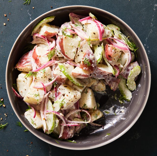 red potato salad with celery and red onion