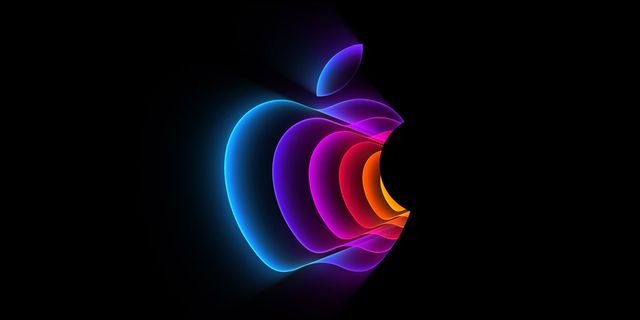 rainbow apple logo on a black background