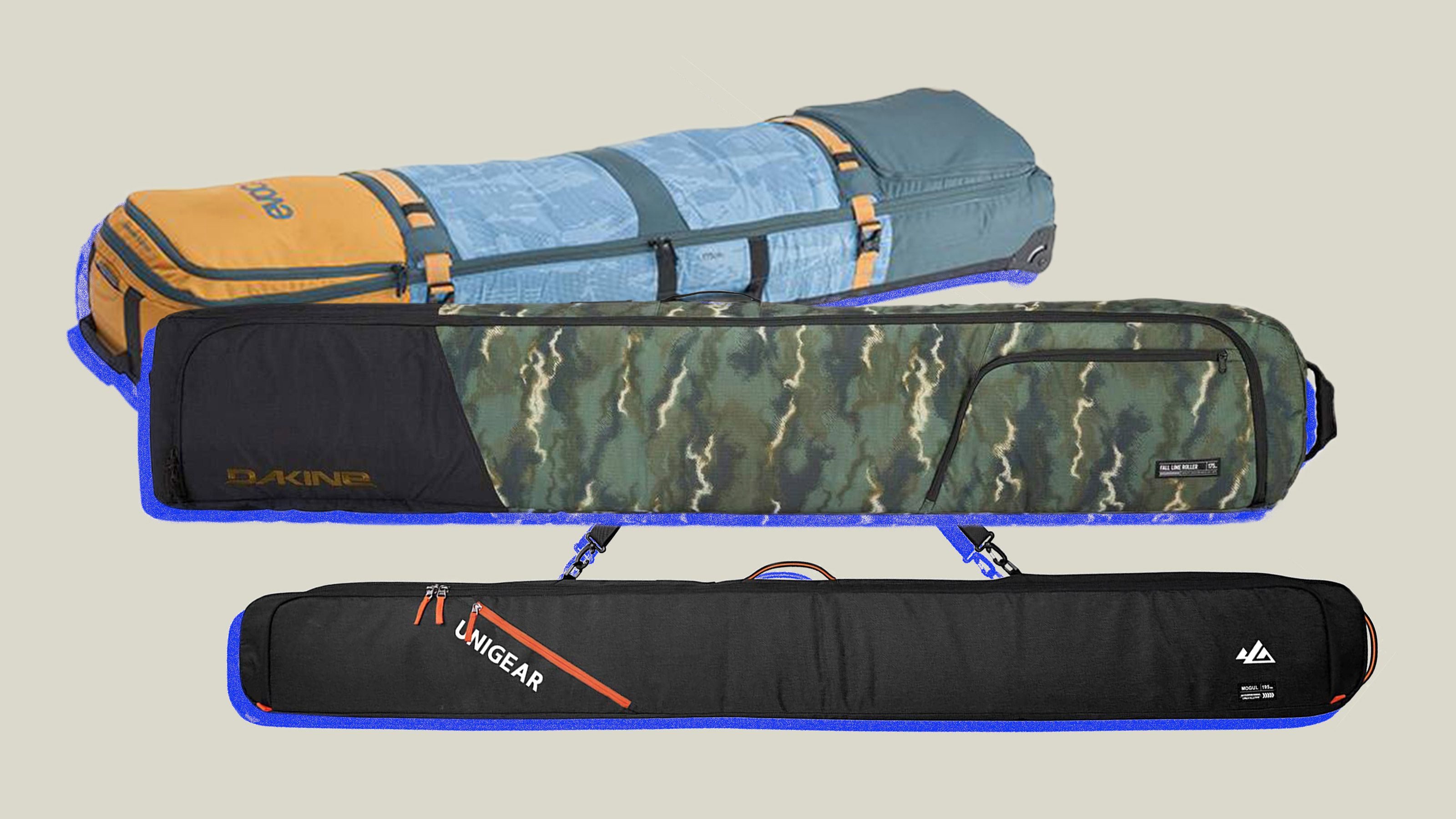 Transport bag cover with wheels for skis and snowboards 
