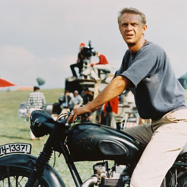 steve mcqueen 1930 1980, us actor, sitting astride a motorcycle in a publicity still issued for the film, 'the great escape', 1963 the prisoner of war drama, directed by john sturges 1910 1992, starred mcqueen as 'captain virgil 'the cooler king' hilts' photo by silver screen collectiongetty images