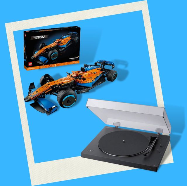 coche de carreras de fórmula 1 de lego y tocadiscos sony con bluetooth