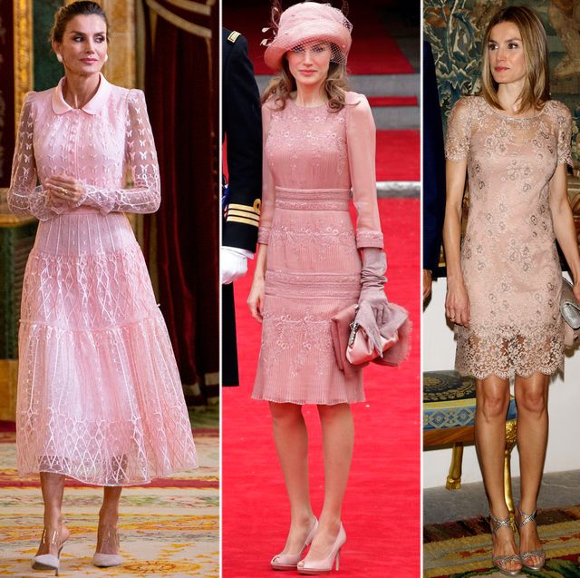 la reina letizia con vestidos rosas