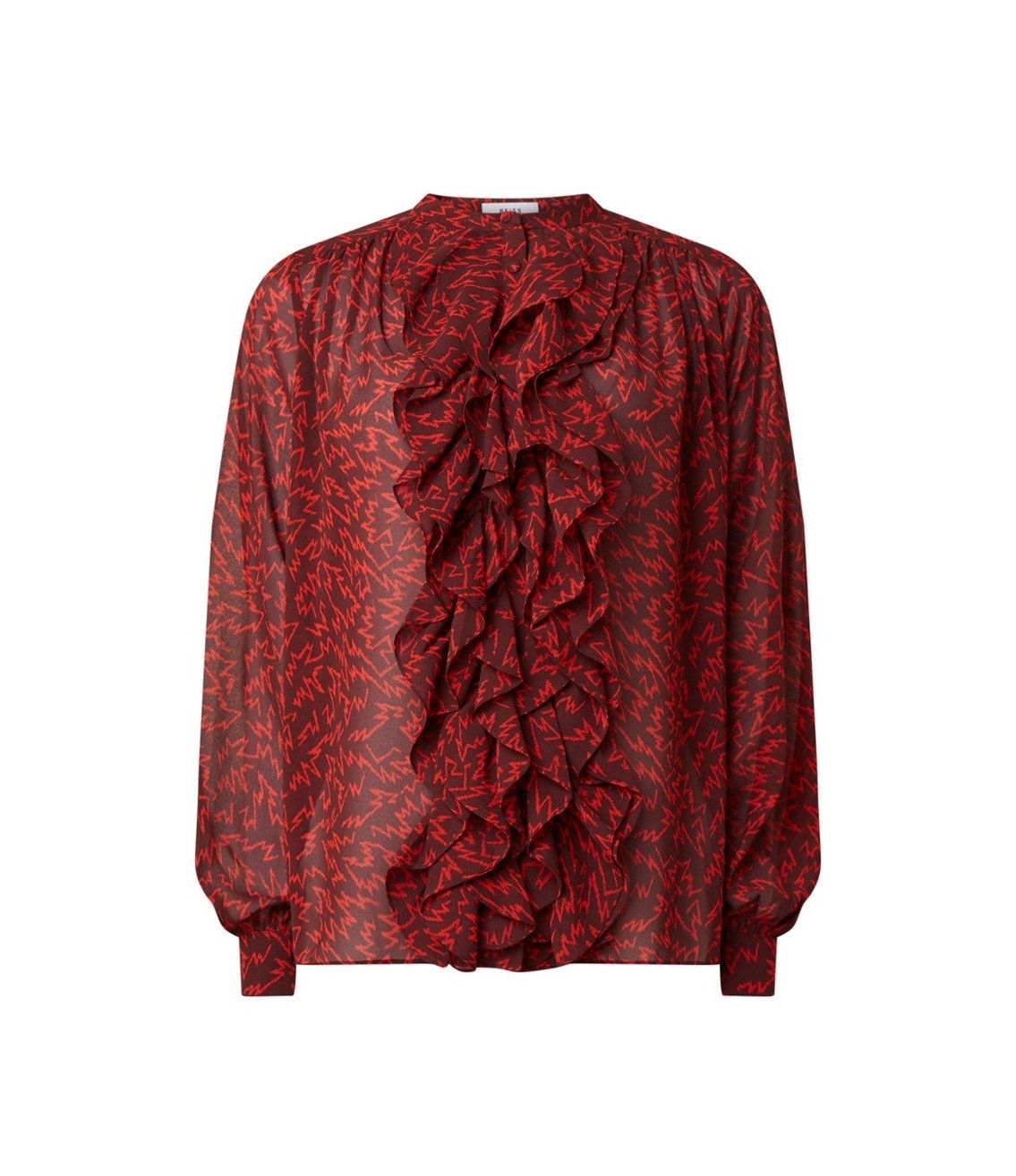 Bluemarine Ruche blouse wolwit-rood volledige print extravagante stijl Mode Blouses Ruche blouses 