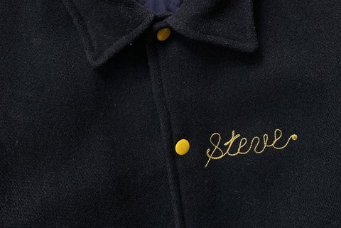 detail of the varsity jacket