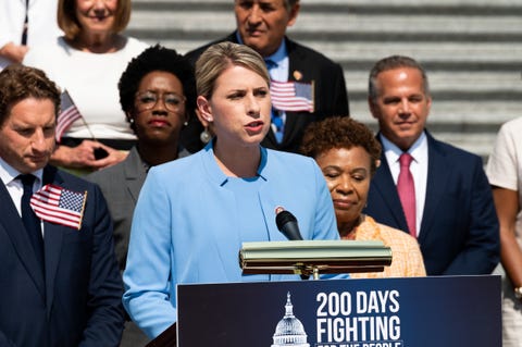 U.S Representative Katie Hill (D-CA) speaking at a press... us rep katie hill