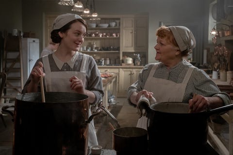 sophie mcshera stars as daisy and lesley nicol stars as mrs patmore in downton abbey a new era, a focus features release credit ben blackall © 2021 focus features, llc