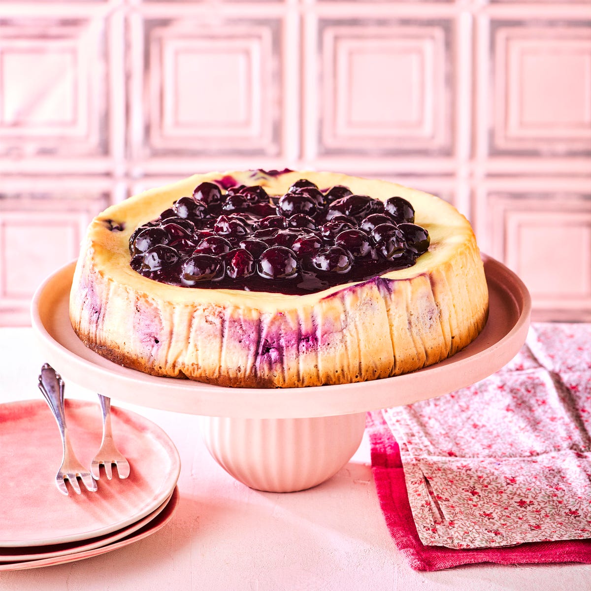 Lemon and Blueberry Ricotta Cheesecake