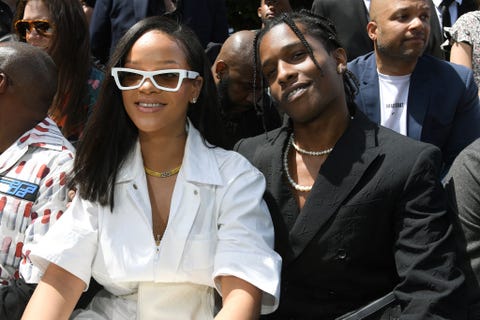 rihanna and aap rocky sitting front row at louis vuitton's menswear paris fashion week springsummer 2019 show