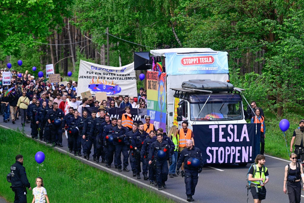 Protesters Try to Storm Tesla's Berlin Plant, Scuffle with Police