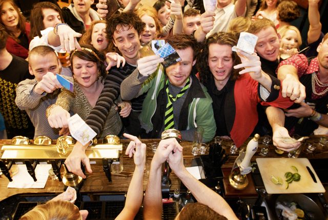 riotous drinking party in public bar