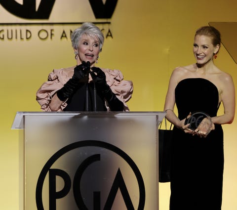 Jessica Chastain Awards Rita Moreno at PGA Jessica Chastain Awards Rita Moreno for pgas