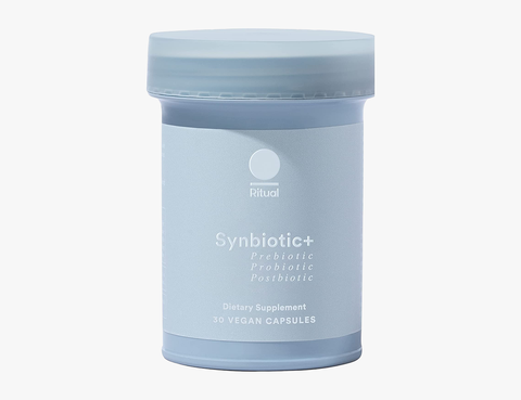 light blue ritual synbiotic bottle on white background