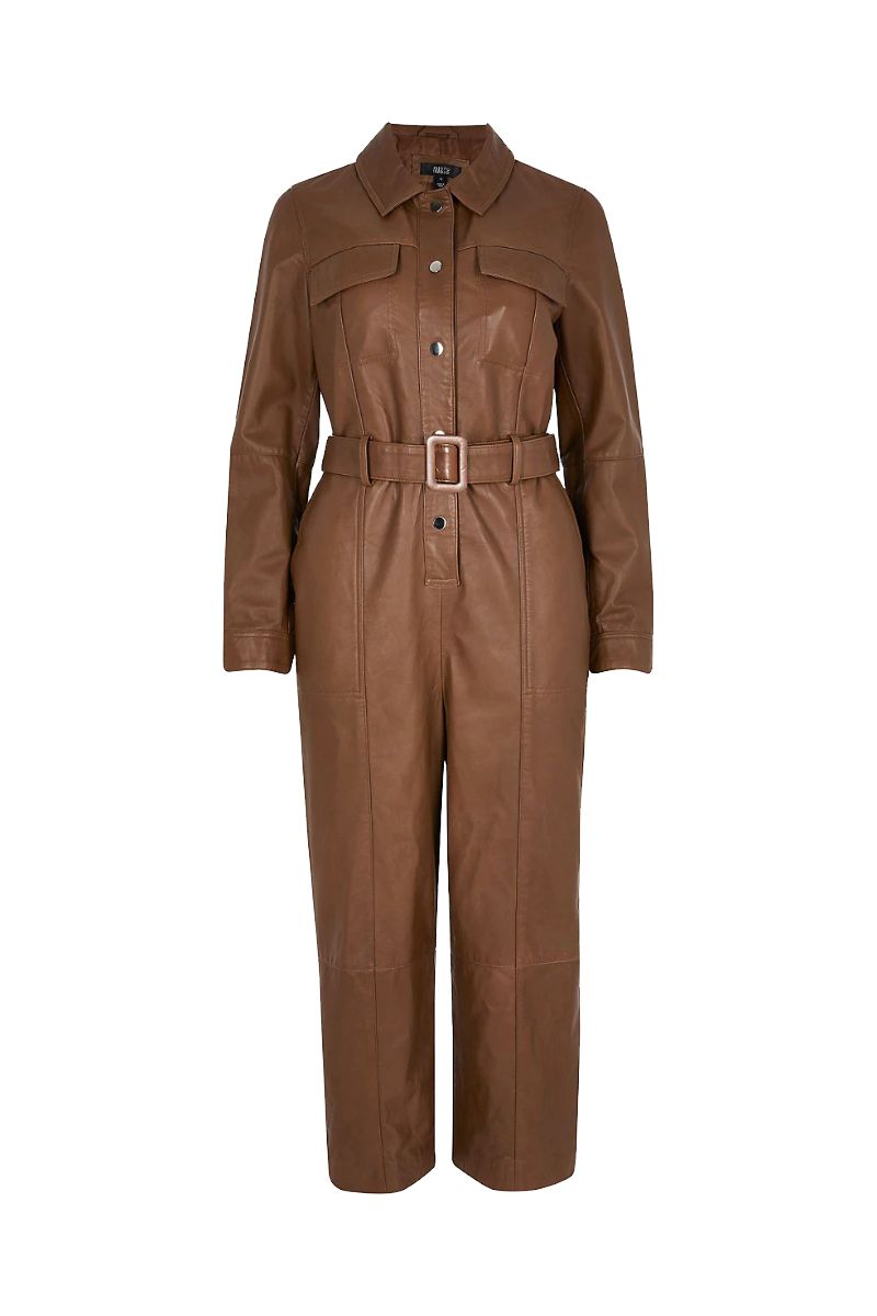 river island beige belted jumpsuit