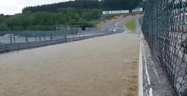 Severe Weather Turned The Run Up To Eau Rouge At Spa Into A River