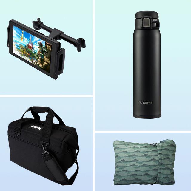 seat cushion, phone holder, water bottle, travel pillow, car cooler, car tissue box, car trash can