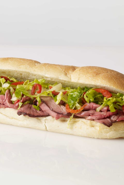 roast beef with romaine lettuce and cherry pepper slaw sandwiches