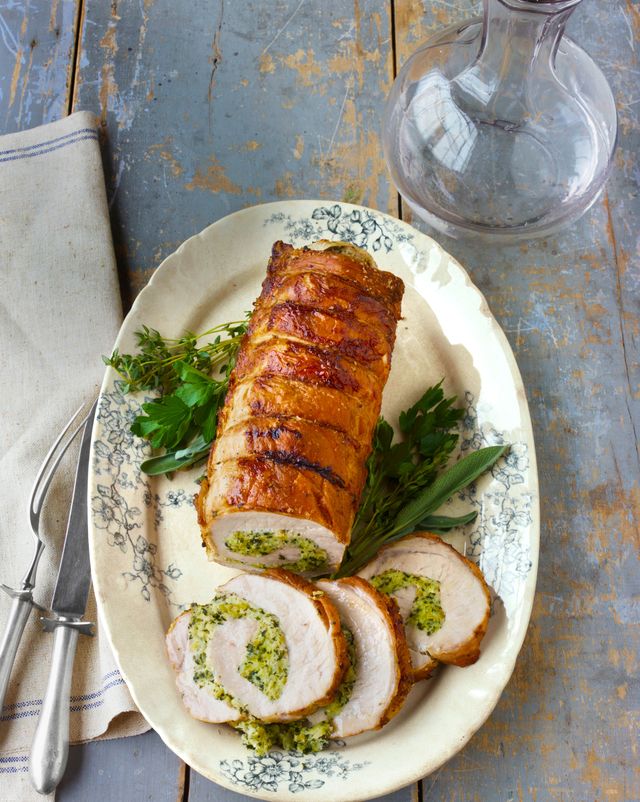 roast pork loin with herb stuffing