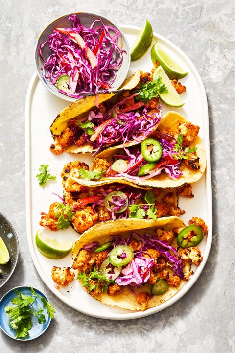 Roasted Cauliflower Tacos roasted cauliflower tacos with quick spicy vegan slaw