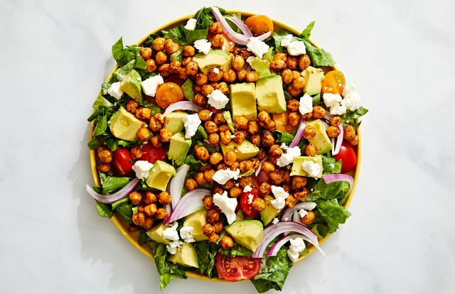 roasted chickpea and avocado salad